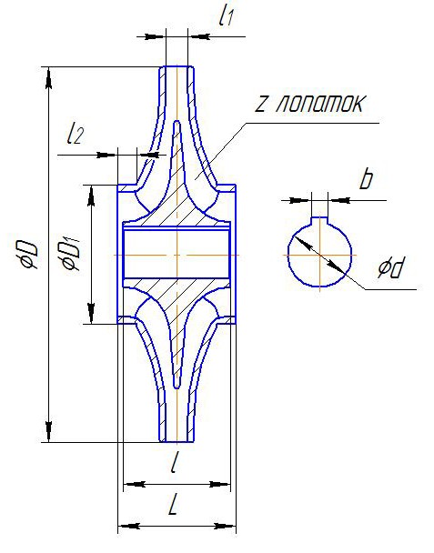 Чертеж рабочего колеса насоса